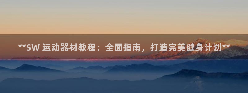 意昂3娱乐代理怎么样：**SW 运动器材教程：全面指